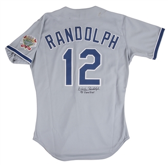 1990 Willie Randolph Game Used and Signed Los Angeles Dodgers Road Jersey With 100th Anniversary Patch (Randolph LOA)